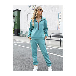 ชุดวอร์มผู้หญิงคุณภาพสูง ชุดจ็อกเกอร์พรีเมียม เสื้อสเวตเชิ้ต กางเกงสเวตแพนท์ เสื้อฮู้ดดี้แบบเรียบ ซิปวินเทจ ทรงปกติ - Product Image 6