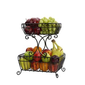 <b>Large</b> farmhouse style antique metal fruit <b>basket</b> perfect for decorative home kitchen <b>storage</b> and daily fruit organization - Product Image 4