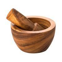 Fabrication OEM de mortier et pilon en bois lourd, adapté pour écraser les épices dures et créer des pâtes lisses pour des plats authentiques