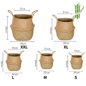 Jarrón de algas marinas naturales ecológicas para cestas de mimbre redondas artesanales de árboles - Product Image 1