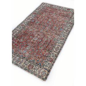 Alfombra Vintage de Lana Roja y Naranja de 9x12 con Patrón Floral, Anudada a Mano, para Sala de Estar, Entrada o Pasillo, Modelo Pae-3328 - Product Image 2