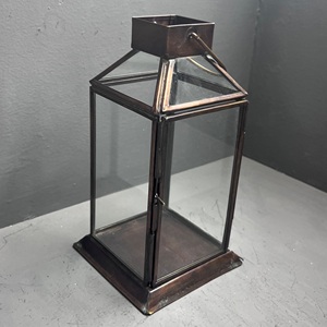 Farol de Vela Hecho a Mano con Cristal y Latón con Acabado Marrón para Decoración del Hogar - Product Image 4