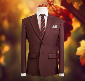 Collection de couleurs naturelles Bourgogne |   Costume sur mesure deux pièces (veste et pantalon) |   Fabriqué au Vietnam - Product Image 1