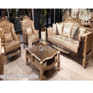 Juego de sofá de sala de estar de 5 plazas de estilo americano brillante, juego de sofá de diseño clásico altamente elaborado, juego de sofá de lujo para sala de estar - Product Image 1