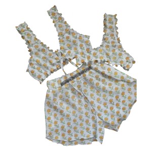 Ensemble de pyjama 3 pièces sexy à imprimé blocs pour femme, soutien-gorge, culotte et short, ensemble de camisole et short d'été, vêtements de maison, vêtements de nuit pour femme - Product Image 1