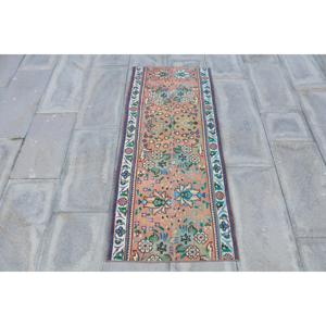 Vintage 2x4.7 ft Rug, Small Turkish Rug, <b>Red</b> Blue Southwestern <b>Wool</b> Rug - Product Image 1