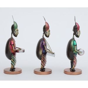 Nouveau HQ traditionnel léger salon de table intérieur musiciens Rajasthani ensemble de 3 Figurines en fer multicolores - Product Image 5