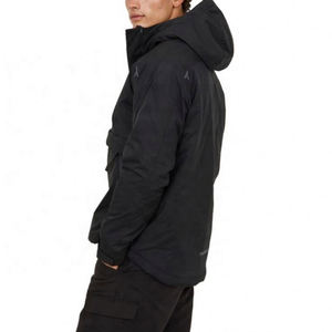 Good Quality New Stylish Men Anorak <b>Windbreaker</b> Jackets Stand Collar Breathable Canvas <b>Black</b> Plain Color for Winter - Product Image 3