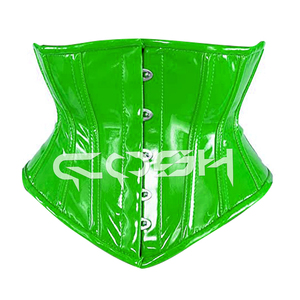 High Gloss Wedding Lace Up Waist Trainer <b>Short</b> Torso Body <b>Shaper</b> Waspie Corset With Steel Boned & Front Busk Closure - Product Image 4