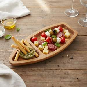 Bandeja Decorativa Elegante en Forma de Barco, Dividida, con Acabado Natural Pulido y Hecha a Mano, Precio Más Bajo para Clientes al por Mayor - Product Image 1