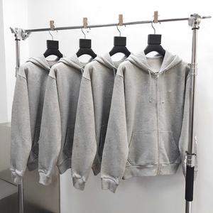 Sweat à capuche 100 % coton épais 500g pour homme, personnalisable avec impression, fermeture éclair, style hip-hop streetwear décontracté d'automne avec col à capuche - Product Image 4