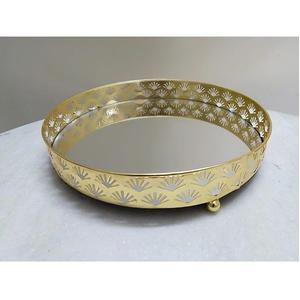 Bandeja de Espejo Decorativa Hecha a Mano en Color Dorado, Estilo Real, Nueva Llegada, Forma Redonda, Proveedor Mayorista, Bandeja de Servicio de Café de Moda - Product Image 1