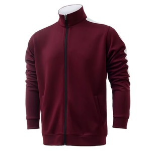 Ropa deportiva de moda para hombre, chaqueta y pantalones elegantes, chándal ligero en Borgoña, Ideal para entrenamiento y actividades de ocio - Product Image 2