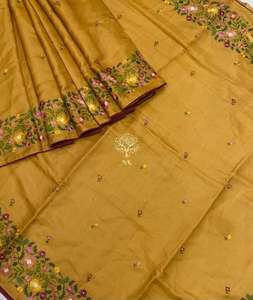 Femme 100% Handloom Pure Tussar Munga Soie Saree Tissé à la main Brodé Durable Premium Artisanal Tissu d'Inde - Product Image 4