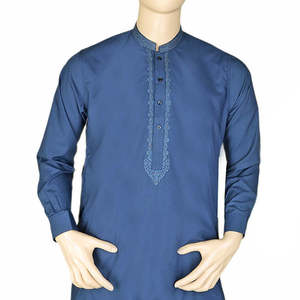 ชุดเสื้อคลุมปักลายคอปกสำหรับผู้ชาย - สีน้ำเงินกรมท่า - Product Image 3