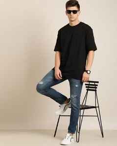 T-shirt décontracté pour homme en toile 100 % coton 220 g, à manches courtes, col rond, séchage rapide, respirant, coupe ample, vierge - Product Image 4