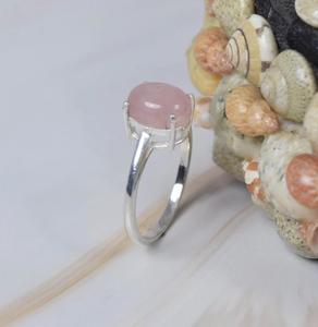 925 bague en argent Sterling naturel rose Quartz Rose pierre précieuse janvier pierre de naissance concepteur forme ovale bijoux mariage lunette réglage - Product Image 2