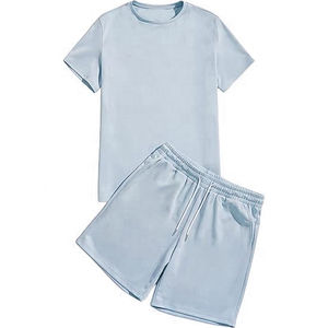 Conjunto de Jogger de 2 piezas con logotipo personalizado de alta calidad 2025, Camiseta de algodón con capucha y pantalones cortos de talla grande, Color sólido para invierno - Product Image 2