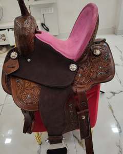 Selles de barrel racing western en cuir, avec assise rigide en plastique, taille personnalisée, fabricants OEM, best-seller équestre, durables - Product Image 3