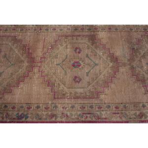 Tapis vintage 3,4 x 10,9 pieds, tapis turc, tapis marocain en laine marron - Product Image 4