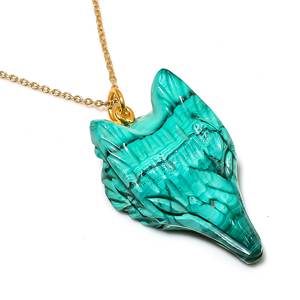 925จี้หัวหมาป่าสีเงินสเตอร์ลิงสร้อยคอสลักห่วงทองจี้หินธรรมชาติจี้ดีและเสน่ห์สำหรับผู้หญิง - Product Image 3