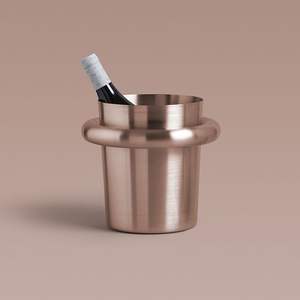 Acier inoxydable métal avec extérieur pur cuir recouvert seau refroidisseur de vin seau à glace meilleure vente - Product Image 2