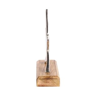 Estatuilla plana de aluminio pulido plateado con técnica de fundición Base de madera Acento decorativo moderno para exhibición de regalo de oficina en casa - Product Image 5