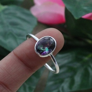 Anillo estampado de topacio místico Natural de plata de ley 925, joyería de promesa Spinner hecha a mano para boda y fiesta - Product Image 2