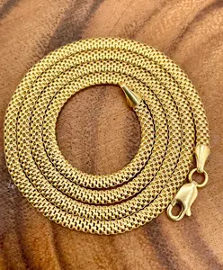 Collar de serpiente de oro auténtico sólido de 18 quilates, cadena de oro amarillo sólido sin collar de diamantes para joyería de moda Unisex - Product Image 1