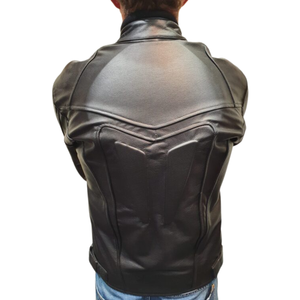 Men's Racing Pure Black Cowhide Leather Motorbike Jacket CE Armoured Protections Rider Genuine Leather Motorcycle Jacket For Men - Product Image 2