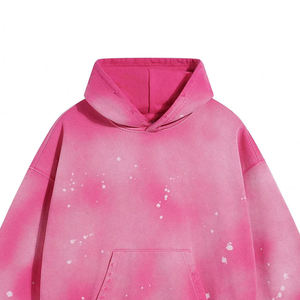 OEM Custom Streetwear Drop Shoulder Boxy Fit French Terry Cropped Cotton Zip Up <b>Rivet</b> Studded Rhinestone Heavyweigt Men Hoodies - Product Image 2