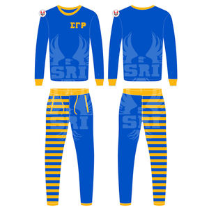 Custom Sigma Gamma Rho Sorority venta al por mayor de algodón sólido de manga larga ropa de dormir cómoda de talla grande conjunto de dos piezas para pijamas de mujer - Product Image 5