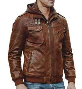 Newly Launch 2026 Genuine 100% Leather Cotton <b>Filling</b> Regular Length Cowhide Breathable Waterproof <b>Men</b> Leather <b>Jacket</b> - Product Image 6