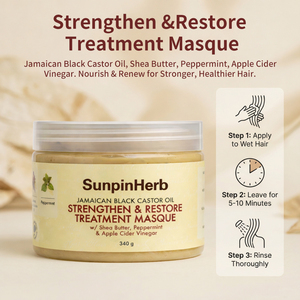 Traitement capillaire réparateur intensif à l'huile de ricin noire jamaïcaine, au beurre de karité et à la menthe poivrée pour les cheveux secs, abîmés, bouclés et coiffés à la chaleur - Product Image 5
