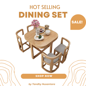 High Quality Modern small household nordic simple table Wooden <b>dining</b> table <b>set</b> with <b>4</b> <b>chair</b> from Indonesia - Product Image 6