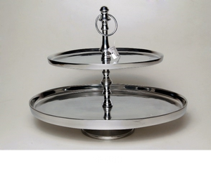 ชั้นวางเค้กอลูมิเนียมสีเงินเงา2ชั้นเครื่องมือเสิร์ฟโลหะสำหรับงานแต่งงานใช้ในเชิงพาณิชย์ - Product Image 3