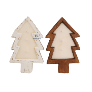 Vietnam prix de gros beau cadeau Long bol en bois décor d'arbre de noël plateau de service bols à pâte en bois faits à la main pour la fabrication de bougies - Product Image 4