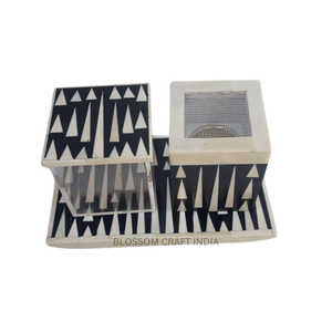 Plateau de brûleur d'encens en bois Mdf de qualité supérieure avec incrustation de nacre Boîte acrylique incrustée d'os Ensemble décoratif Madkhan en résine Décoration intérieure - Product Image 1