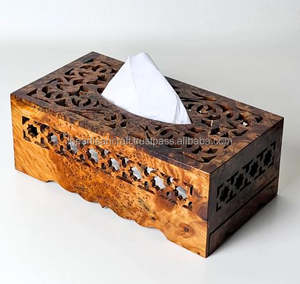 Caja de Madera Natural Tallada a Mano para Pañuelos, Diseño Artesanal Personalizado de Estilo Americano, Lujosa - Product Image 2