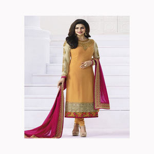 Salwar Kameez de estilo pakistaní y musulmán especial para bodas y compromisos Impresión dibujada a mano en seda hecha en la India - Product Image 5