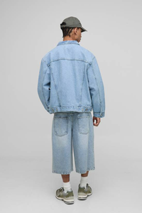 Veste en jean d'hiver multi-poches, décontractée, robuste, écologique, 100% coton, avec boutons - Product Image 2