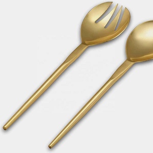 Vente en gros d'usine Dîner Fourchette Cuillère Plaqué or Mariage de luxe Logo personnalisé Restaurant Traiteur Cuillère à salade Serveurs - Product Image 1