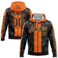 Sudadera con Capucha Personalizada Naranja, Blanca y Negra con Diseño de Telaraña 3D para Halloween, Informal, Sólida, 400 Gramos, Impresión Digital, Servicio OEM, 100% Algodón, Invierno