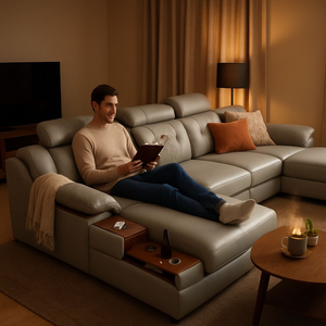 Ensemble de canapés inclinables de luxe Moderno canapés design incurvés pour le salon avec rembourrage haut de gamme et confort - Product Image 1