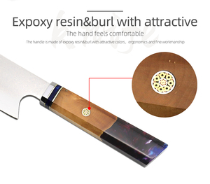Venta al por mayor personalizado de alta calidad OEM ODM servicio profesional japonés Damasco cocina Chef cuchillo con mango de madera hoja fija - Product Image 4