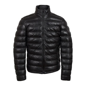Veste en cuir d'agneau véritable matelassée pour homme de haute qualité - Product Image 2
