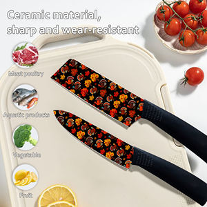 Juego de 6 Cuchillos de Cerámica con Hoja Estampada de Flores, Personalizados, Ecológicos, Hechos a Mano, Comerciales, con Mango de Plástico, Ambidiestros, Aptos para Lavavajillas - Product Image 4