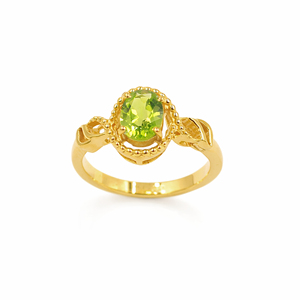 Anillo Clásico Ovalado de Plata de Ley 925 con Peridoto, Banda Elegante, Joyería Minimalista de Diseño - Product Image 2