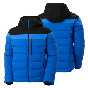 Hot Sale Men's Casual Puffer <b>Jacket</b> Blue and Black Zipper-Up <b>Canvas</b> <b>Jacket</b> with Hooded Collar puffer <b>jacket</b> - Product Image 1