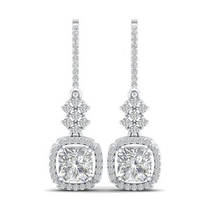 REYES Joyería atemporal Diseño exquisito Oro blanco de 14 quilates Pendientes de diamantes cultivados en laboratorio Pendientes largos colgantes de gota de corte radiante 4.2ct - Product Image 2